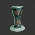 Traditional Handcrafted Drum With Black Red Orange Stripes And White Base
