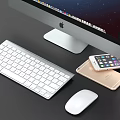 Apple iMac Desktop Computer With Wireless Keyboard Mouse And Smartphone Setup