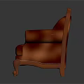 Classic Red Tufted Three-Seater Sofa With Carved Wooden Frame And Curved Arms