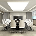 Conference Room Table and Chair Chandelier 3d model