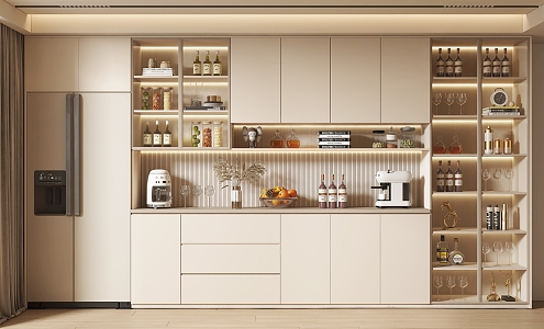 Modern Wine Cabinet Cream Wine Cabinet 3d model