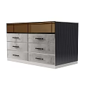 Modern Entryway Side Cabinet With Multiple Gray Drawers Black Panels And Metal Handles