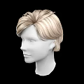 White Head Model With Blonde Short Hair And Natural Facial Features On Black Background