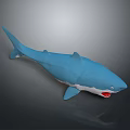 Blue Shark Plush Toy With Open Mouth On Gray Background