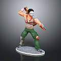 3D Action Character Figure White Mask Tank Top Green Ripped Pants Weapon On Base