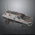Camouflage Armored Military Vehicle With Wheeled Design And Tactical Antennas