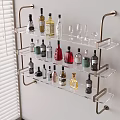Wall Mounted Metal Wine Rack With Multi Tier Design For Wine Bottles And Glasses