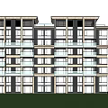 Modern Residential Building Simple Overlay Villa 3d model