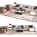 Modern Sofa Coffee Table Set Interior Design With Cushions Side Table And Rug 3d model