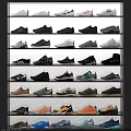 Assorted Shoes Collection Displayed on Shelves Featuring Different Styles Colors and Brands 3d model