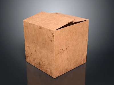 Open Brown Corrugated Cardboard Box With Cube Shape And Lifted Lid 3d model