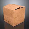 Open Brown Corrugated Cardboard Box With Cube Shape And Lifted Lid