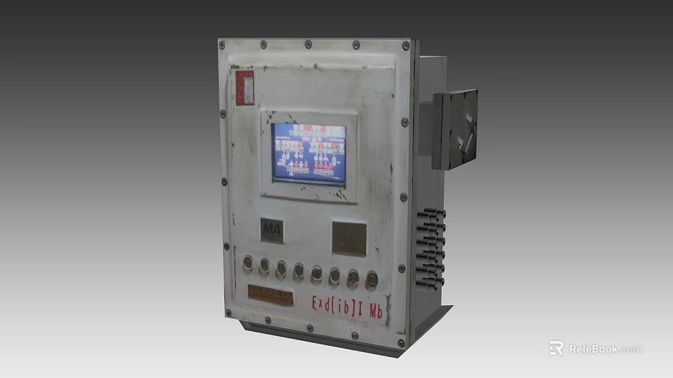 Explosion Proof Industrial Control Panel With Digital Display Screen Buttons And Indicators 3d model 