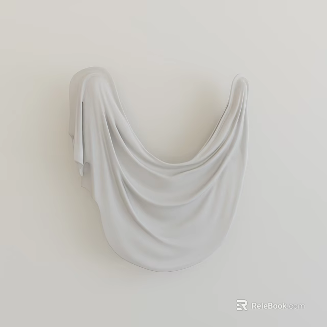 Light Gray Soft Curtain With Natural Folds And Draped Texture For Modern Interior Design 3d model 