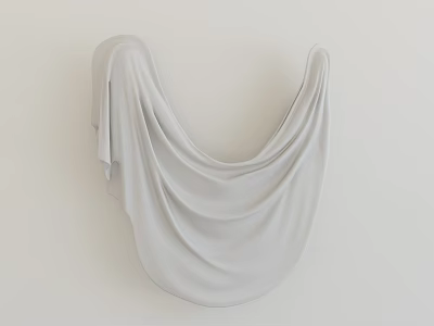 Light Gray Soft Curtain With Natural Folds And Draped Texture For Modern Interior Design 3d model