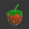 Fresh Red Strawberry With Green Leaves And Yellow Seeds On Dark Background