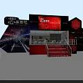Automotive Exhibition Booth Setup With Multiple Cars And Display Elements