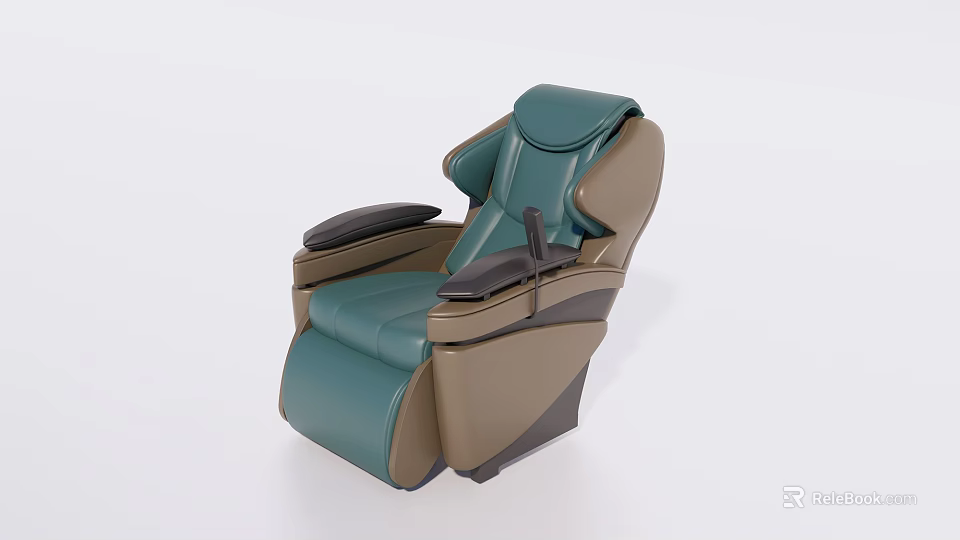 Modern Green and Brown Leather Massage Chair with Ergonomic Backrest and Armrests 3d model 