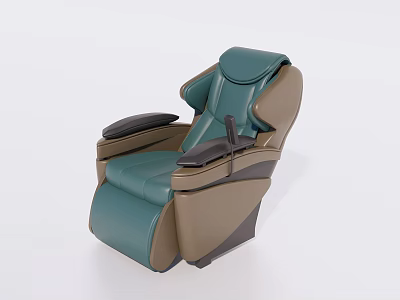 Modern Green and Brown Leather Massage Chair with Ergonomic Backrest and Armrests 3d model