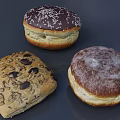 Assorted Baked Foods Including Chocolate Coconut Donut Seed Square Bread And Powdered Sugar Donut