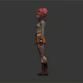 Anime Style 3D Character With Pink Hair Turtleneck Top Orange Skirt And Brown Boots