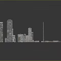 Modern Office Building Models With Various Urban Architectural Designs And Glass Facades