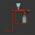 Red Manual Squeezer Tool with Transparent Bottle and Metal Stand