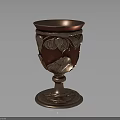 Copper Decorative Goblet With Carved Leaf Patterns And Ornate Base For Home Living