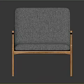 Modern Accent Chair With Gray Fabric Upholstered Seat And Backrest Wooden Armrests And Legs Design