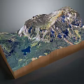 Detailed Natural Landscape 3D Model Featuring Mountain Lake And Green Vegetation