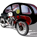 Vintage Ducati Motorcycle With Streamlined Black Red Sidecar And Spoked Wheels