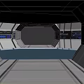 Modern Futuristic Elevator Corridor With Metallic Walls Sleek Reflective Floor And Display Screens