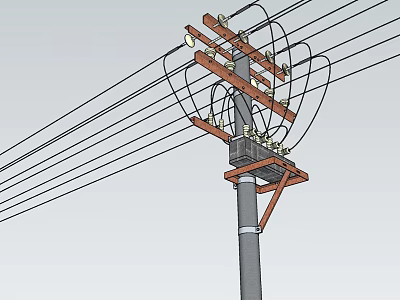 Utility Pole With Electrical Wires Crossarms And Insulators In Road Infrastructure 3d model