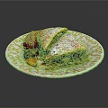 Delicious Fruit Pie Topped With Powdered Sugar And Fresh Strawberry On Decorative Plate