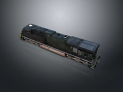 Vintage Black Diesel Train Locomotive 3D Model With Metal Railings And Steps 3d model