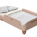Modern Wooden Kids Bed With Rounded Edges Comfortable Mattress And Pillows