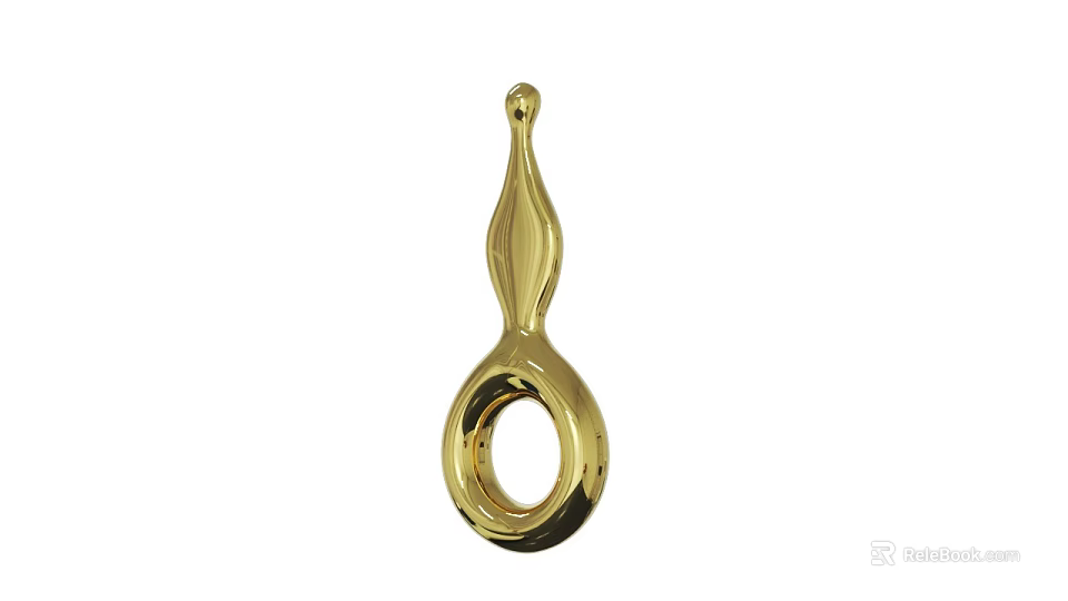 Golden Decorative Ornament With Elongated Top And Circular Base For Home Decor 3d model 