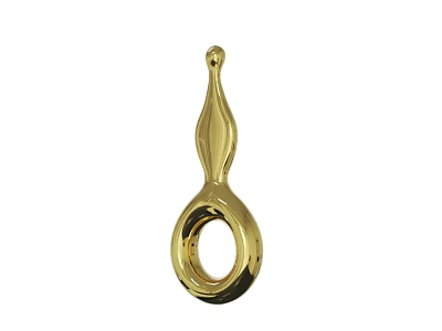 Golden Decorative Ornament With Elongated Top And Circular Base For Home Decor 3d model