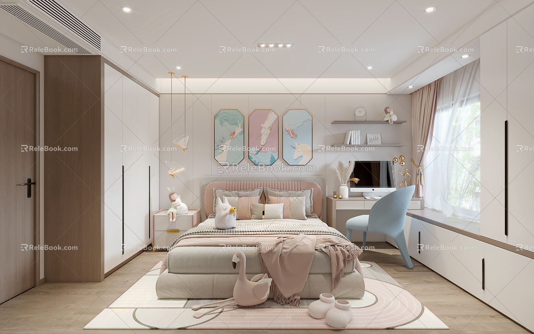 Modern Children's Room Girls Children's Room 3d model