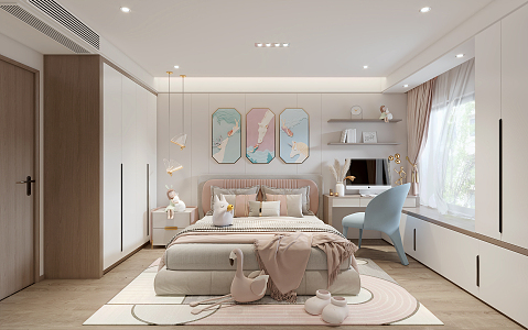 Modern Children's Room Girls Children's Room 3d model