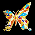 Colorful Butterfly Shaped Wall Decor With Triangles In Blue Yellow Orange White