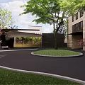 Modern Residential Landscape Design With Courtyard Water Feature Green Plants And Outdoor Seating
