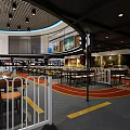 Modern Restaurant Interior With Tables Chairs Decorative Paintings And Ceiling Lights