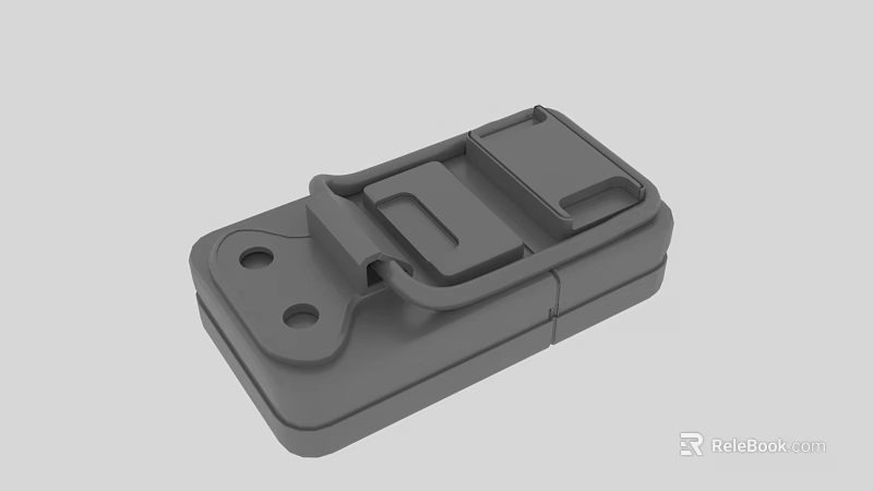 Gray Plastic Device Component With Clasp Holes And Rectangular Case Design For Secure Mounting Applications 3d model 