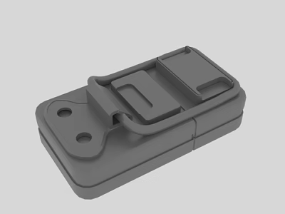 Gray Plastic Device Component With Clasp Holes And Rectangular Case Design For Secure Mounting Applications 3d model
