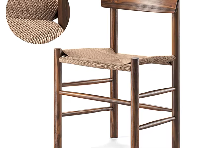 Modern Dining Chair With Sturdy Wooden Frame And Comfortable Woven Seat Design 3d model