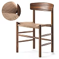 Modern Dining Chair With Sturdy Wooden Frame And Comfortable Woven Seat Design