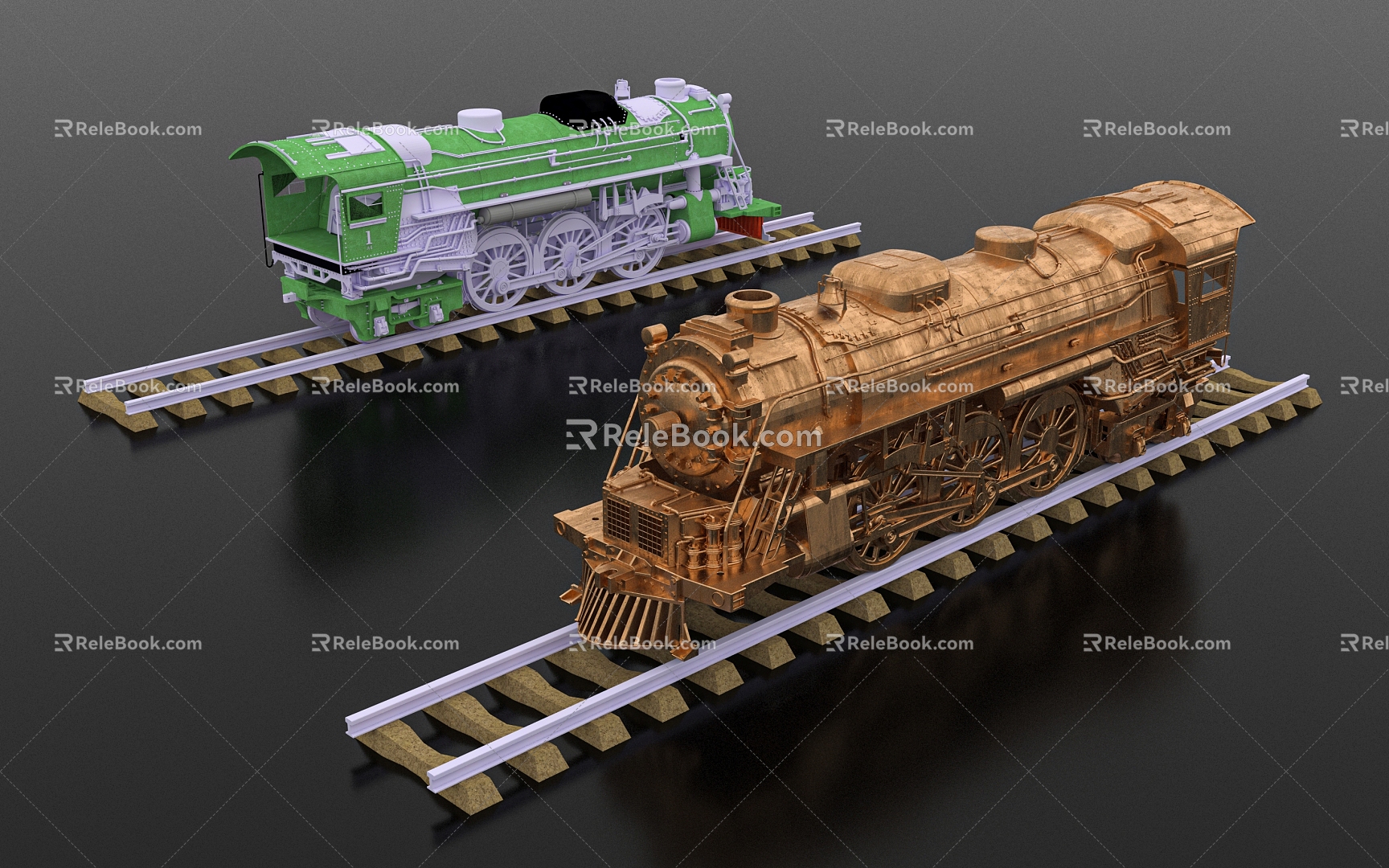 Train locomotive steaming car motor vehicle retro train transport rail toy ornaments decoration industrial style artwork props scene game 3d model