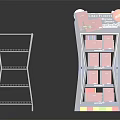 White Metal Multi Tier Shelving Unit And Blue Retail Display Rack With Red Bins