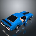 Blue Classic Sports Car With Open Doors And Black Roof Design